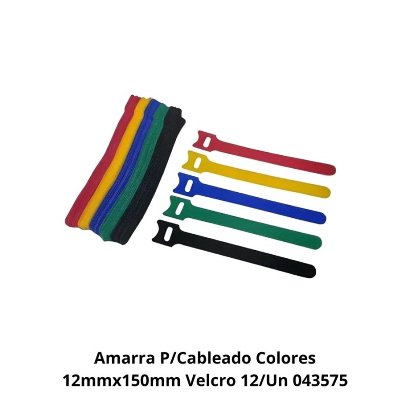 AMARRA P/CABLEADO COLORES 12MMX150MM VELCRO 12/UN