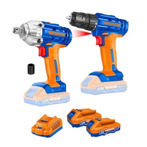 TALADRO + PISTOLA IMPACTO WADFOW WCK2017 2 BAT+1 C