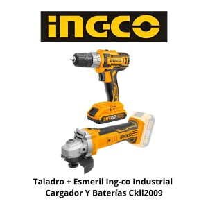 TALADRO + ESMERIL INGCO INDUSTRIAL CARGADOR Y BAT
