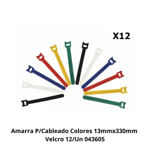 AMARRA P/CABLEADO COLORES 13MMX330MM VELCRO 12/UN