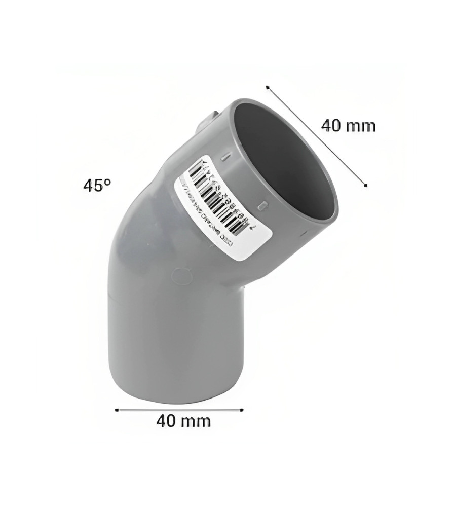 Codo Pvc Sanitario Cem 45 G 40 Mm