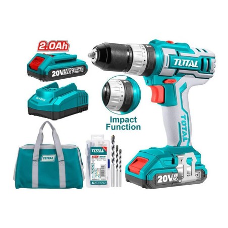 TALADRO TOTAL INALAMBRICO 10 MM 20 V 1 CAG 2 BAT