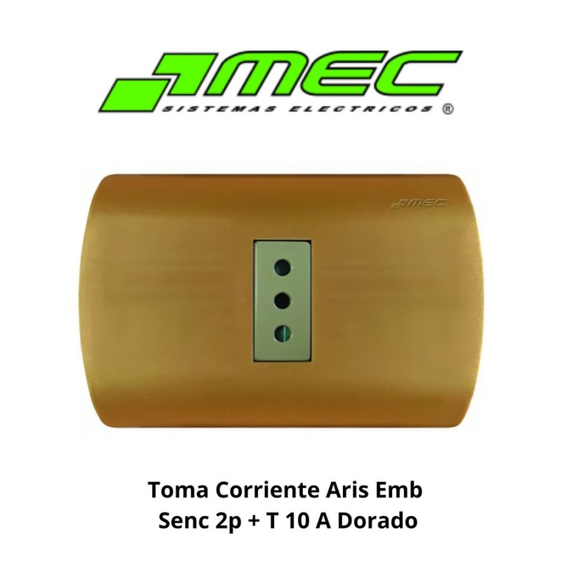 TOMA CORRIENTE ARIS EMB SENC 2P + T 10 A DORADO