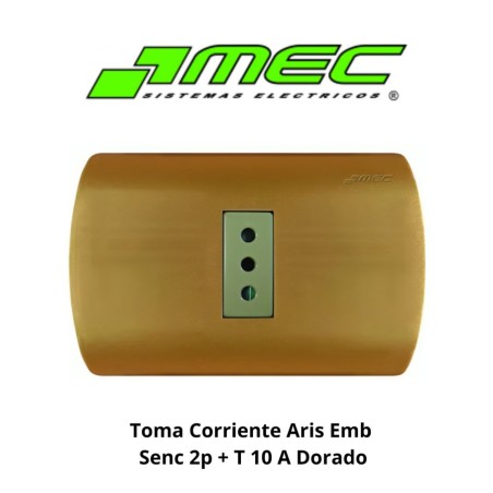 TOMA CORRIENTE ARIS EMB SENC 2P + T 10 A DORADO