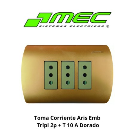 TOMA CORRIENTE ARIS EMB TRIPL 2P + T 10 A DORADO