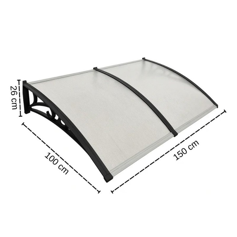 ALERO POLICARBONATO CURBO TRANSPAR. 150X100X5.0