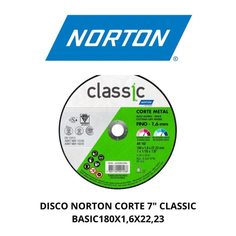 DISCO NORTON CORTE 7" CLASSIC BASIC180X1,6X22,23