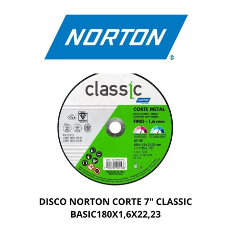 DISCO NORTON CORTE 7" CLASSIC BASIC180X1,6X22,23
