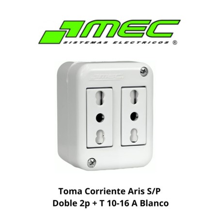 TOMA CORRIENTE ARIS S/P DOBLE 2P + T 10-16 A BLANC