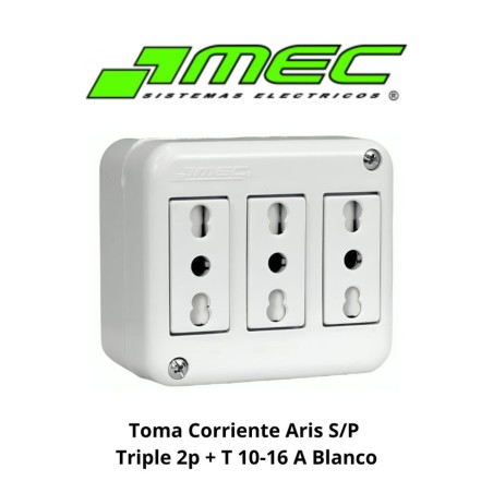 TOMA CORRIENTE ARIS S/P TRIPLE 2P + T 10-16 A BLAN
