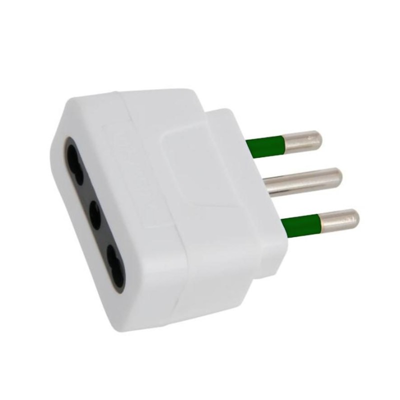 ENCHUFE MACHO ADAPTADOR AMERICANO 2P 10 AMP BLANCO
