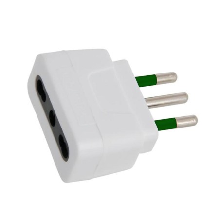 ENCHUFE MACHO ADAPTADOR AMERICANO 2P 10 AMP BLANCO