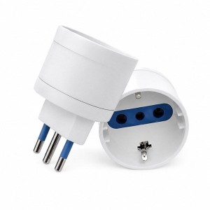 ENCHUFE MACHO ADAPTADOR SCHUKO 2P+T 10 AMP BLANCO
