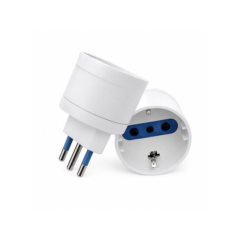 ENCHUFE MACHO ADAPTADOR SCHUKO 2P+T 10 AMP BLANCO