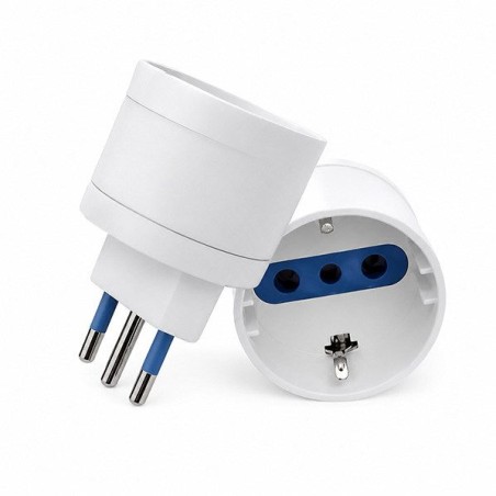 ENCHUFE MACHO ADAPTADOR SCHUKO 2P+T 10 AMP BLANCO
