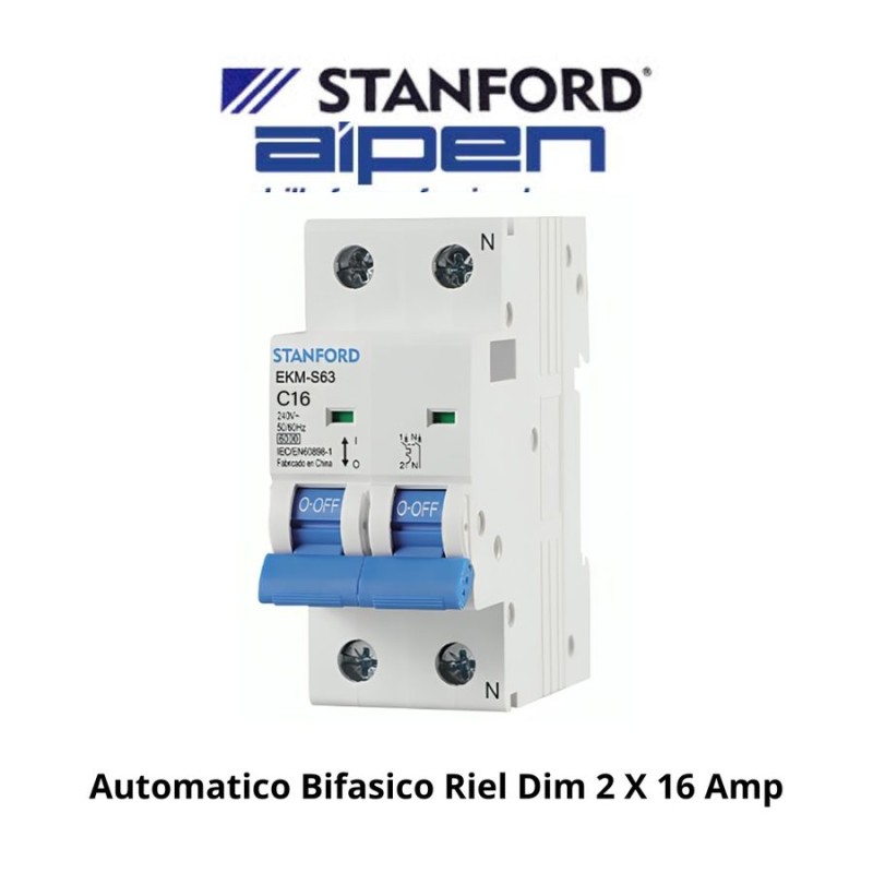 AUTOMATICO BIFASICO RIEL DIM 2 X 16 AMP