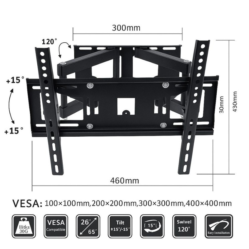 SOPORTE TV ARTICULADO LCD/TV 26 A 65"F0036