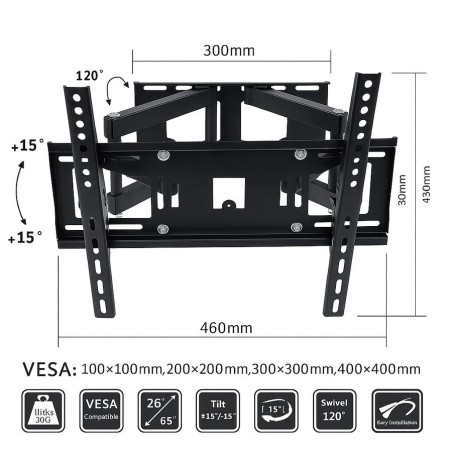 SOPORTE TV ARTICULADO LCD/TV 26 A 65"F0036