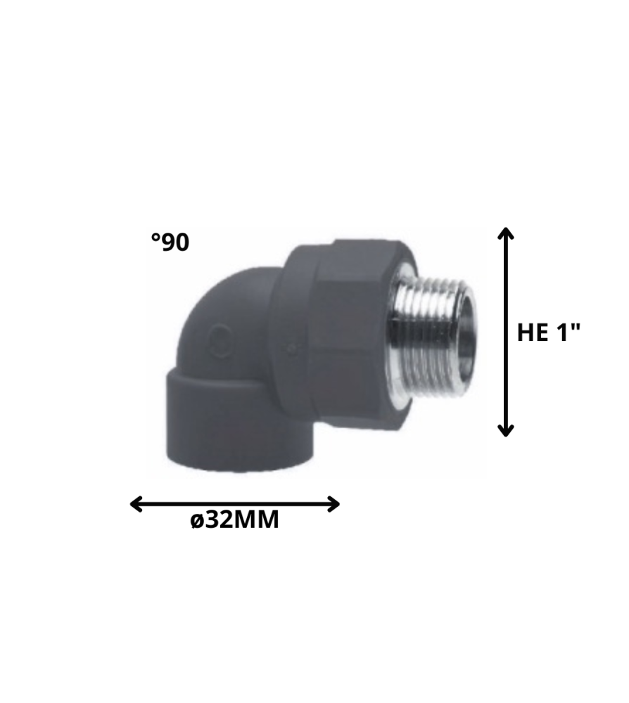 Codo Polifusion Rosca Metal He 32 Mm 1 "
