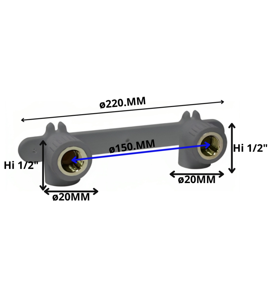 Codo Polifusion Rosca Metal Hi 20 Mm 1/2" Doble
