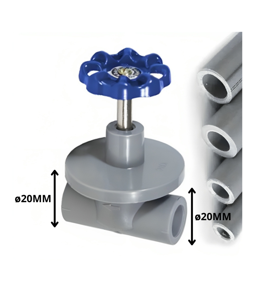 Llave Polifusion Paso 20 Mm Manilla Azul