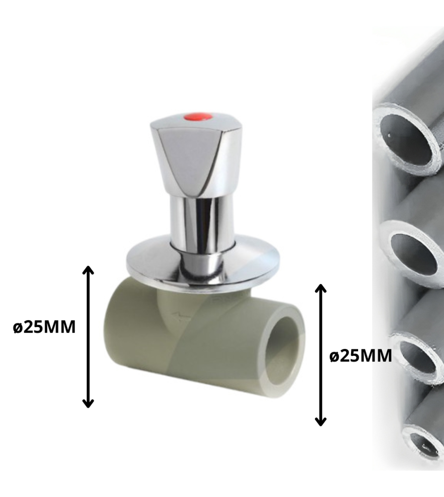 Llave Polifusion Paso 25 Mm Manilla Cromada 90116