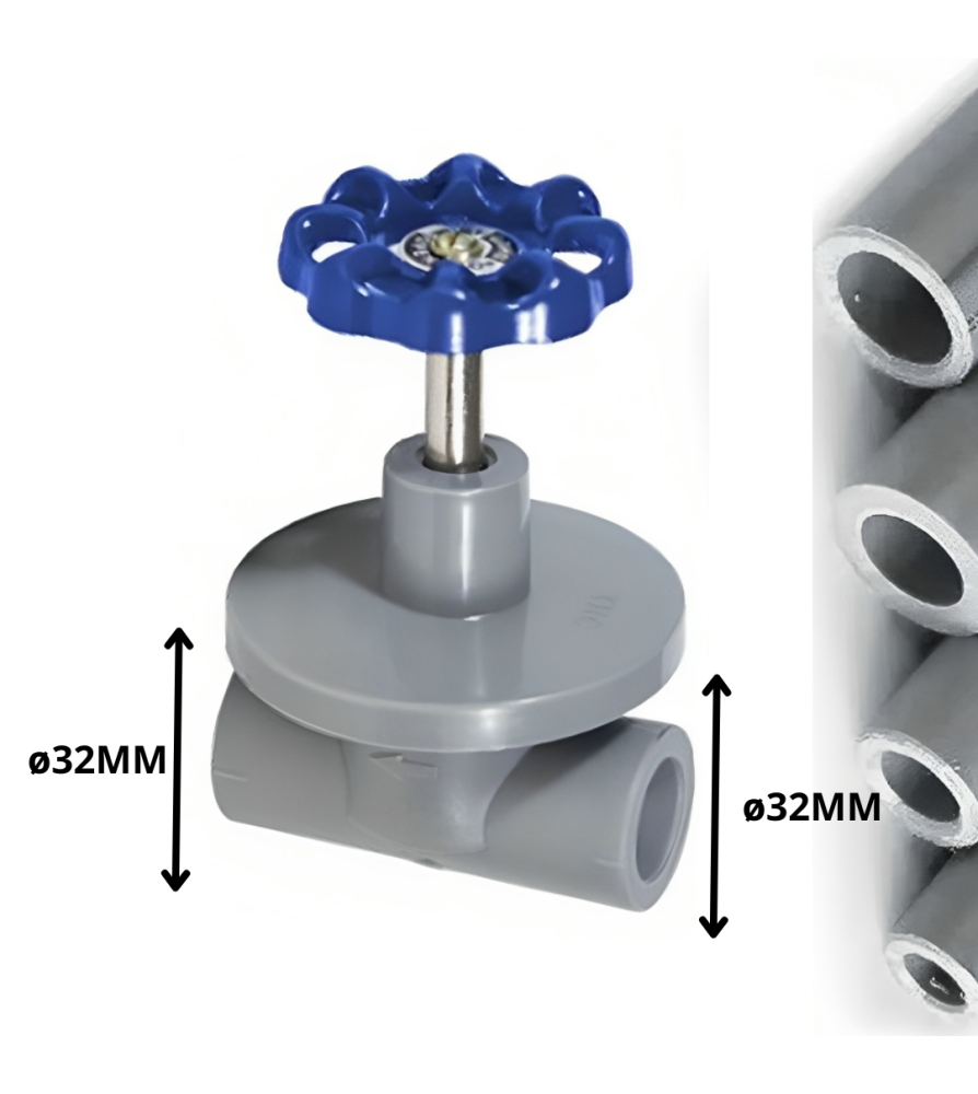 Llave Polifusion Paso 32 Mm Manilla Azul