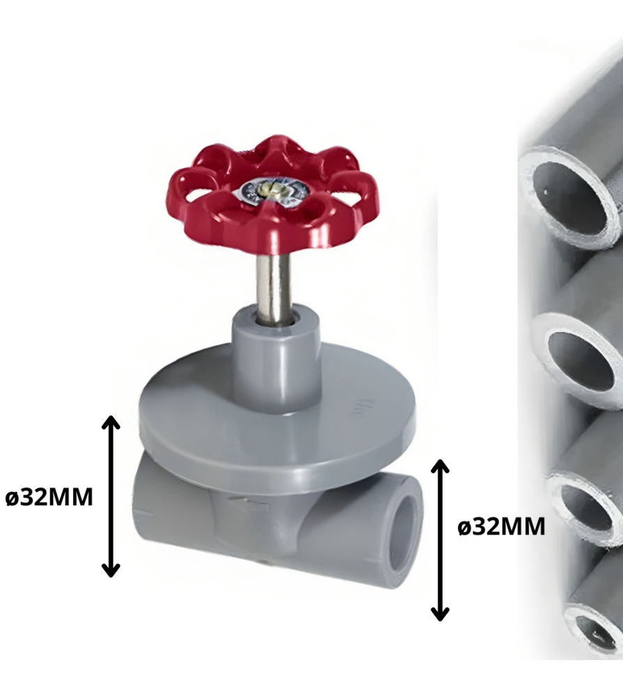 Llave Polifusion Paso 32 Mm Manilla Roja