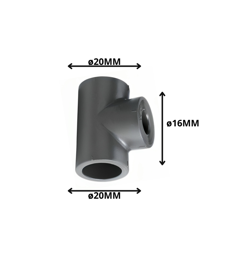 Tee Polifusion Reduccion 20x16x20 Mm