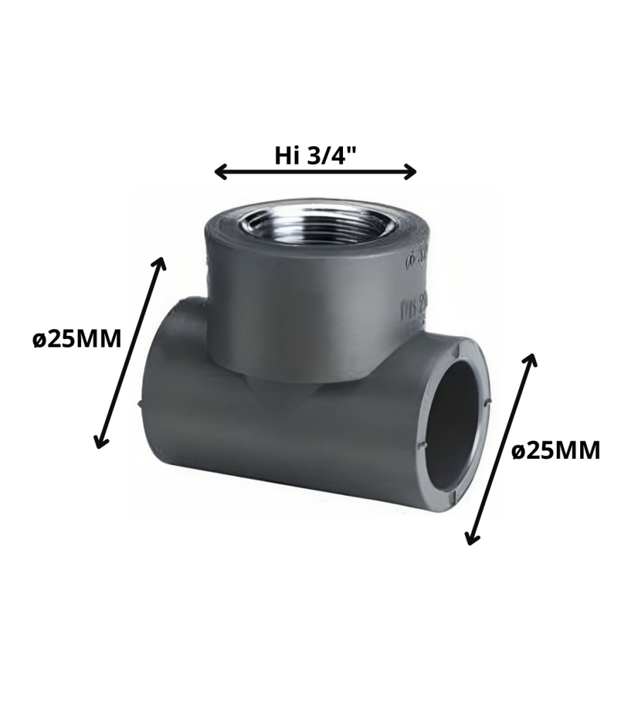 Tee Polifusion Rosca Metal Hi 25 Mm 3/4"