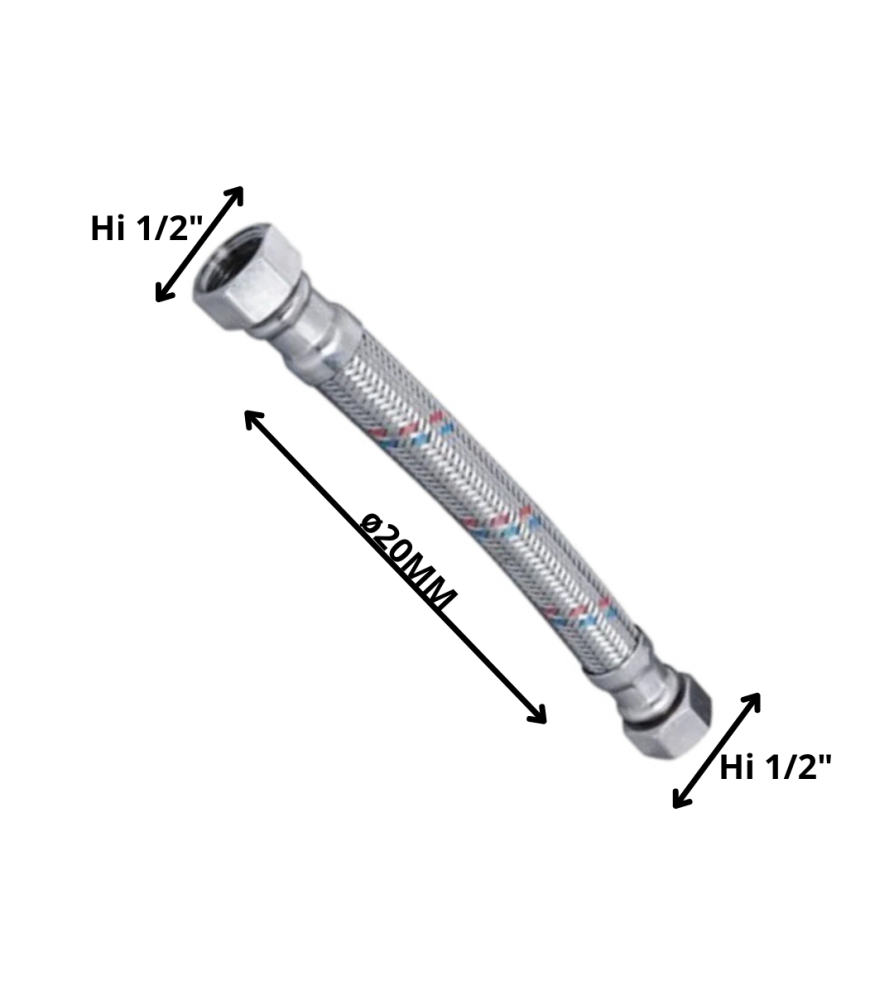Flexible Agua 1/2 Hi X 1/2 Hi Reforsado 20 Cm Par