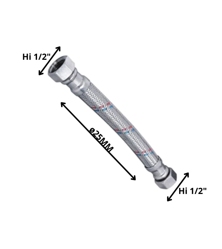 Flexible Agua 1/2 Hi X 1/2 Hi Reforsado 25 Cm Par