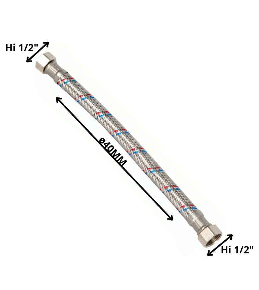 Flexible Agua 1/2 Hi X 1/2 Hi Reforsado 40 Cm Par