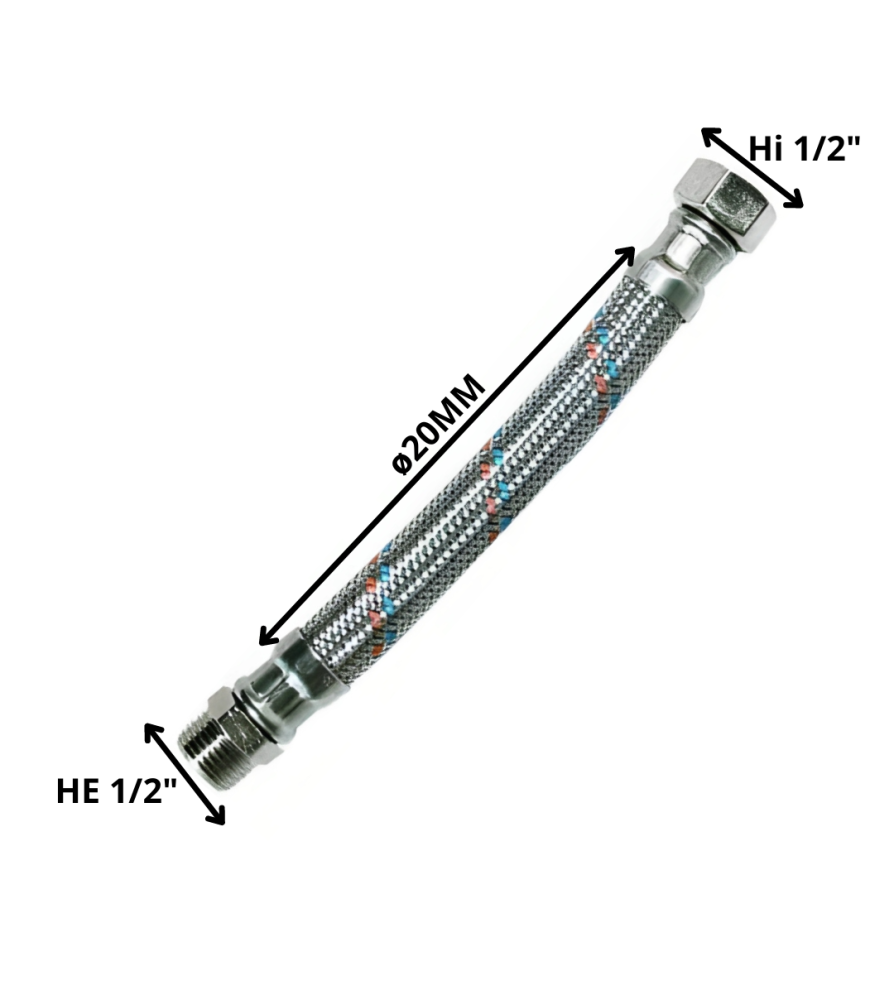 Flexible Agua 1/2 Hi X 1/2*he Reforsado 20 Cm Para