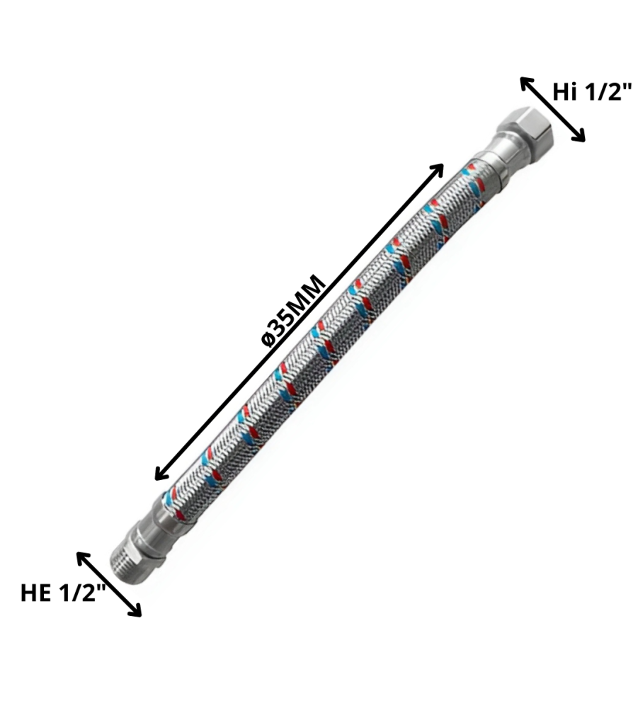 Flexible Agua 1/2 Hi X 1/2*he Reforsado 35 Cm Para