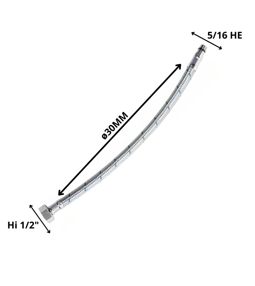 Flexible Agua 1/2 Hi X 5/16 He Monomando 30 Cm