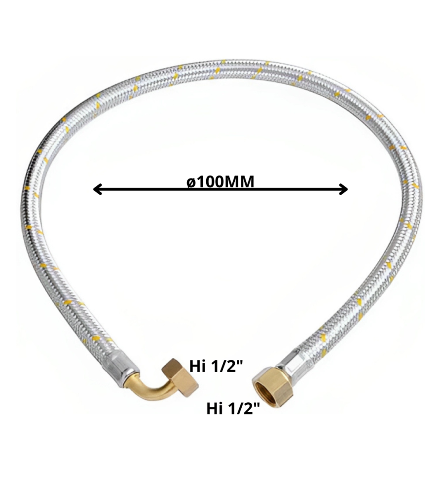 Flexible Gas 1/2 Hi X 1/2 Hi 100 Cm Con Codo