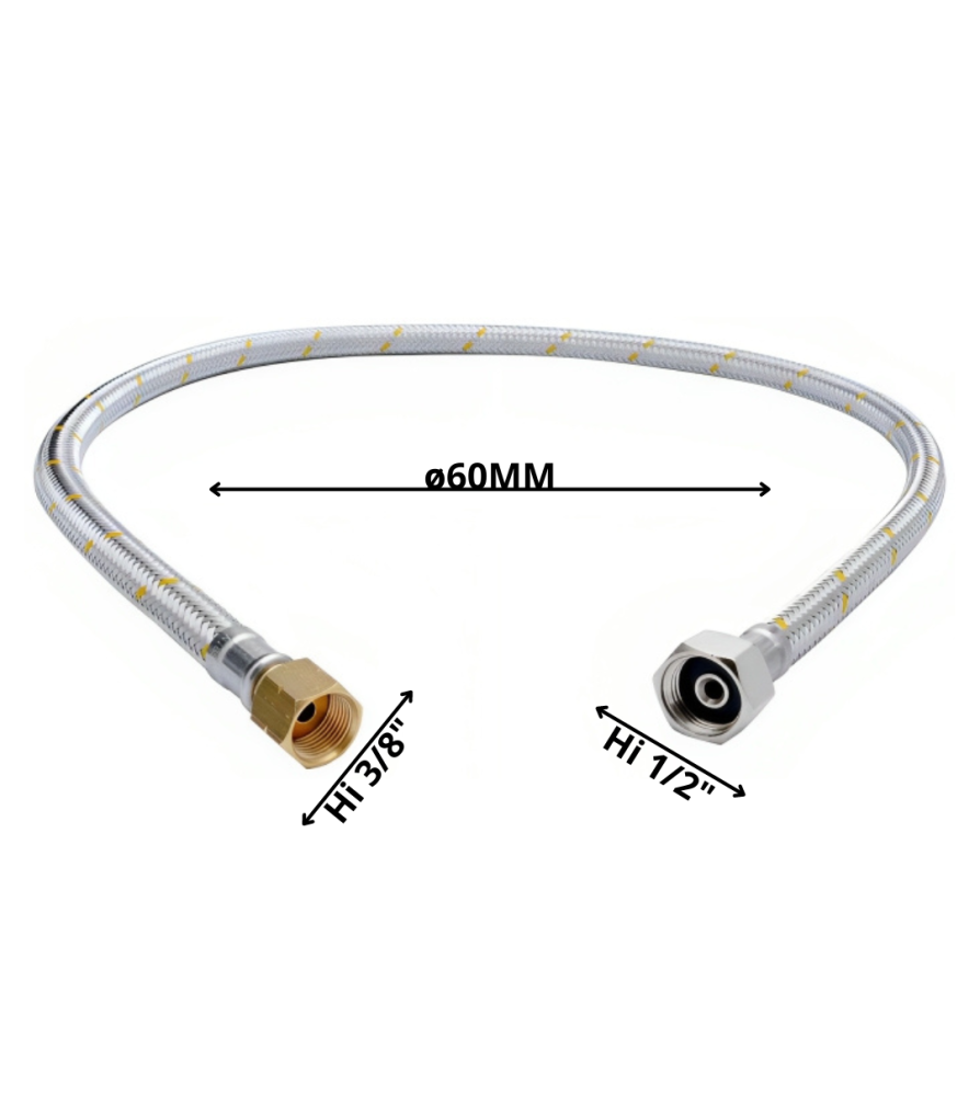 Flexible Gas 1/2 Hi X 3/8 Hi 60 Cm