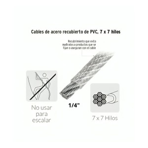 CABLE DE ACERO FUNDA PVC X MT (6.0) 1/4 -9/32"