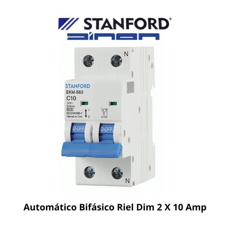 AUTOMATICO BIFASICO RIEL DIM 2 X 10 AMP