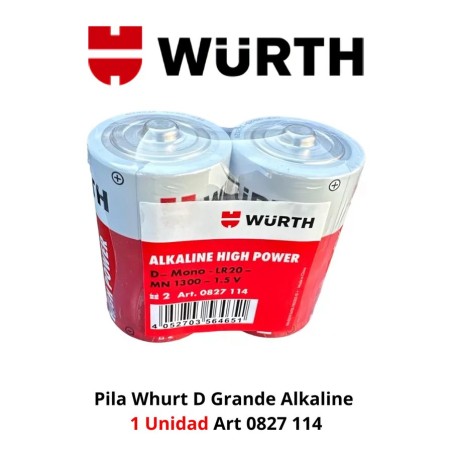 PILA WURTH D GRANDE ALKALINE 1 UNIDAD ART 0827 114