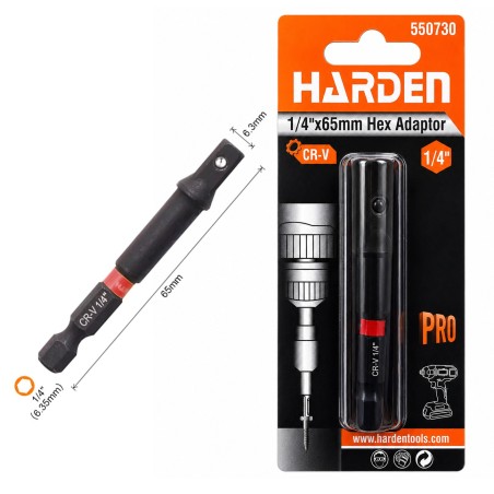 ADAPTADOR HARDEN HEXAGONAL 1/4 X 65 MM 550730