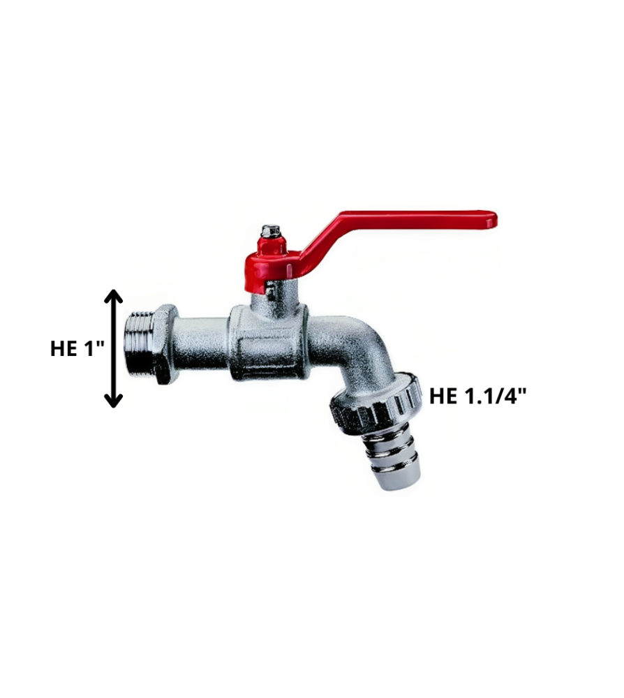 Llave Bola 1"x 11/4 C/union Manguera 1"