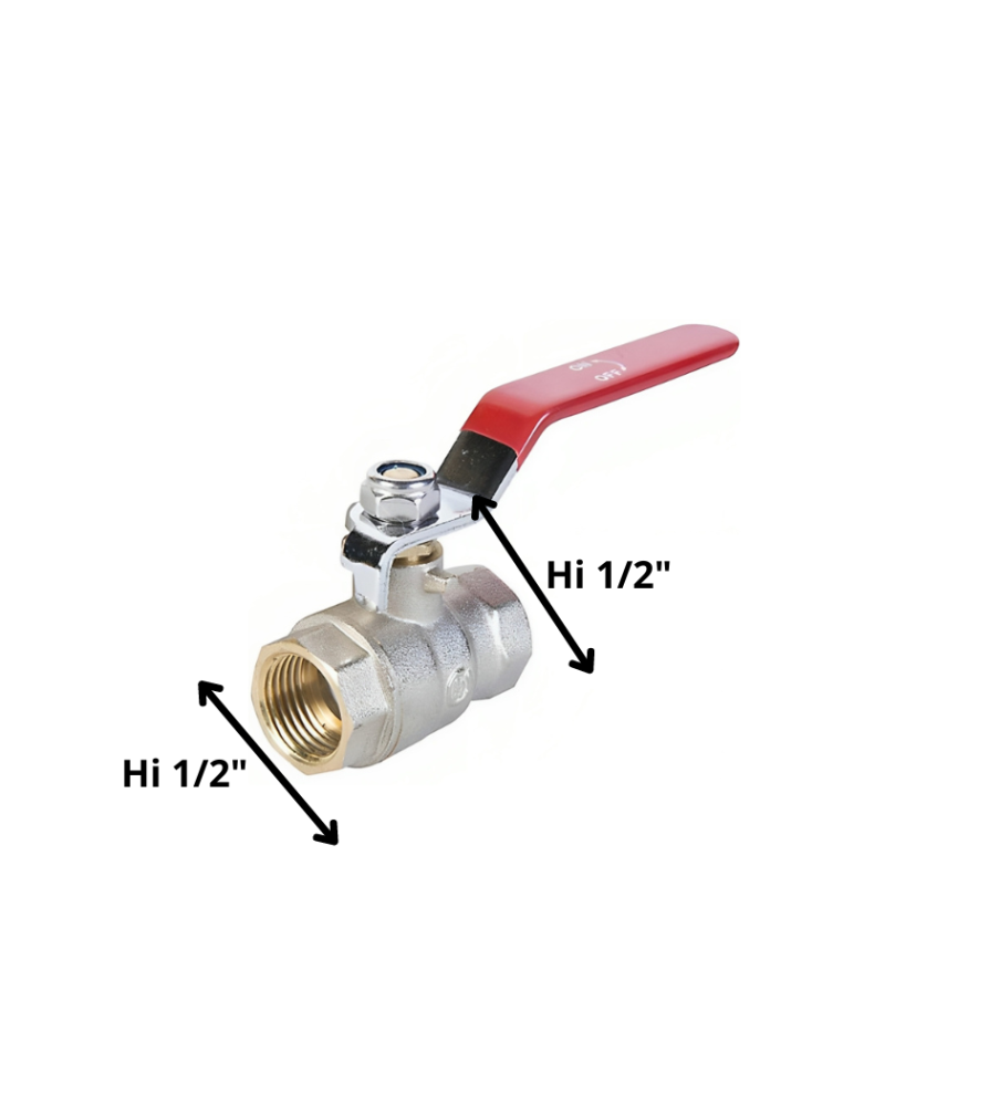 Llave Bola Paso Hi-hi Manilla Plana Roja 1/2"