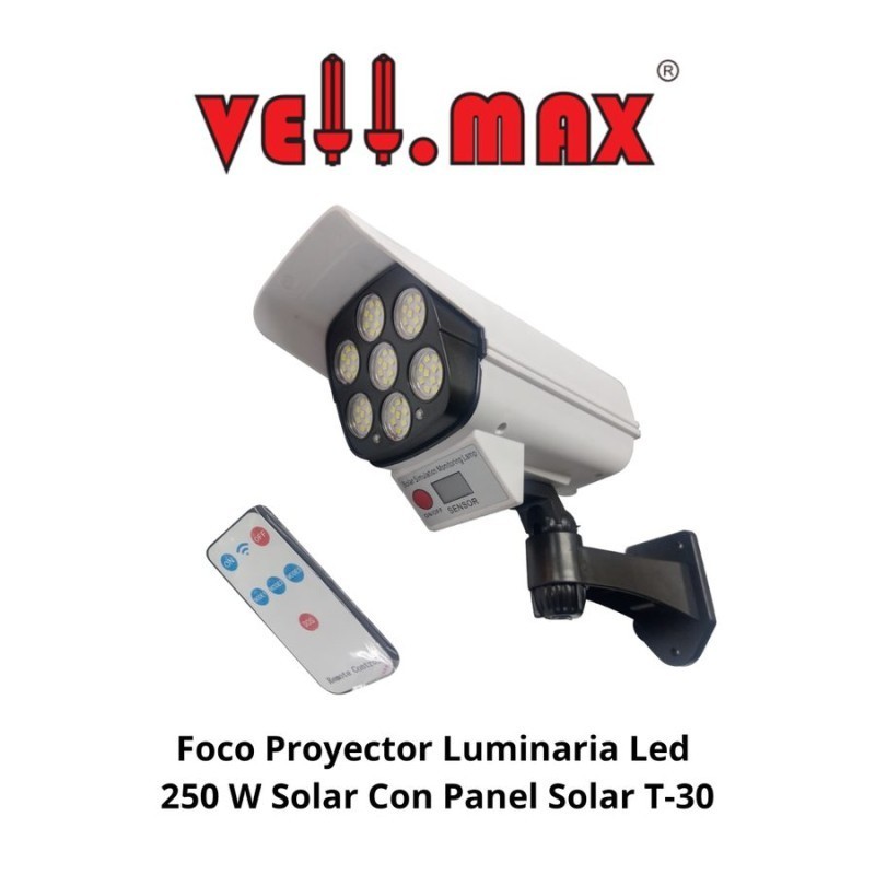 FOCO PROYECTOR SOLAR VELLMAX TIPO CAMARA 30 W 6500