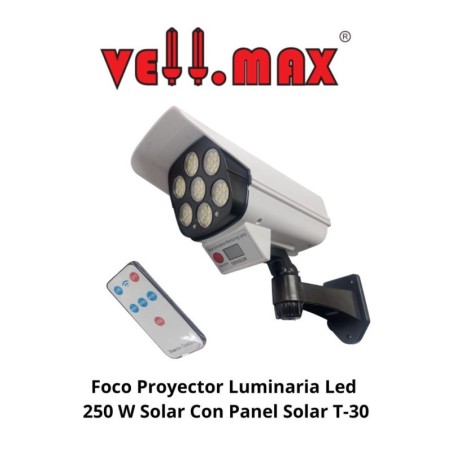 FOCO PROYECTOR SOLAR VELLMAX TIPO CAMARA 30 W 6500