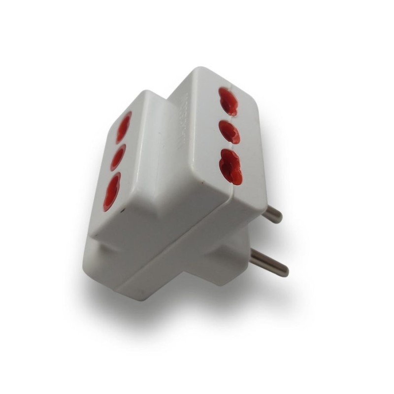 ENCHUFE MACHO TRIPLE 2P 10 AMP BLANCO 1500 W