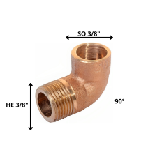 Codo Bronce So He 3/8"