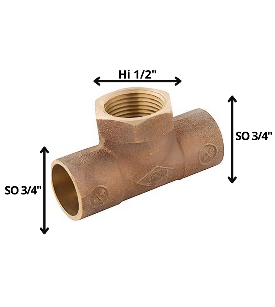 Tee Bronce So So Hi 3/4 X 3/4 X1/2"