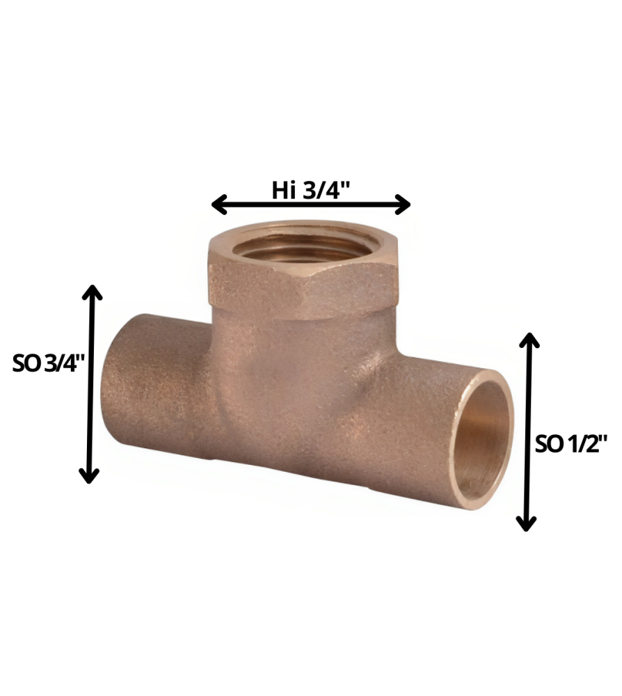 Tee Bronce So So Hi 3/4 X 1/2 X3/4"